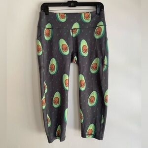 Feed Me Fight Me Evil Avocados Crop Leggings Size L